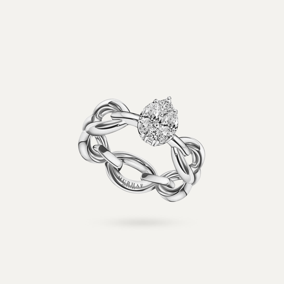 Pear Chain Ring - Silver