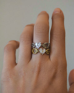 Heart Chain Ring - Gold