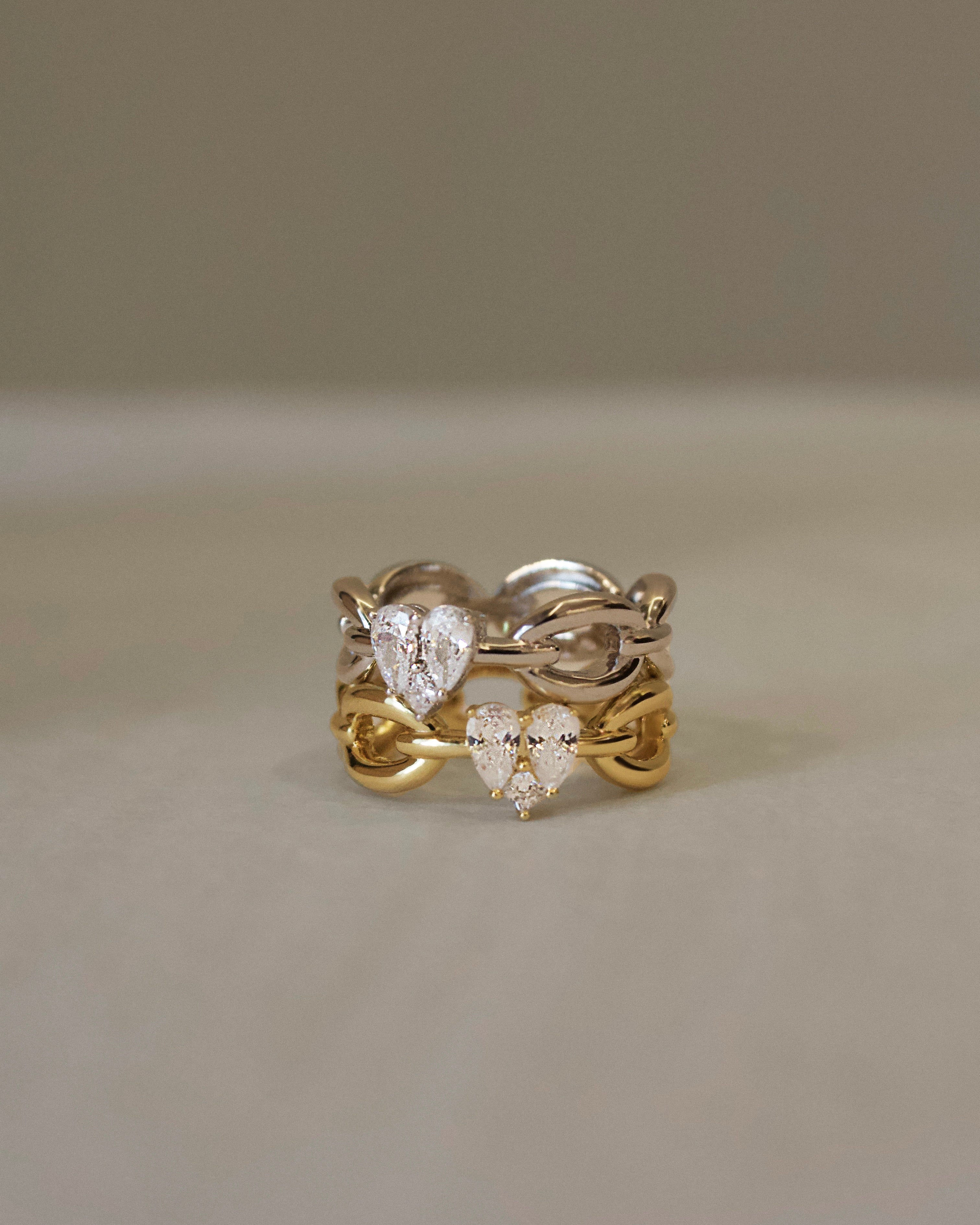 Heart Chain Ring - Gold