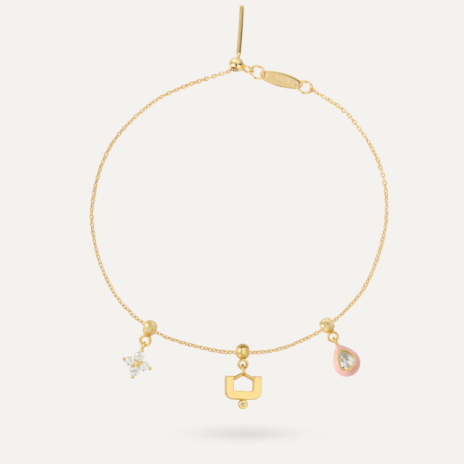 3 Charms Bracelet - Gold