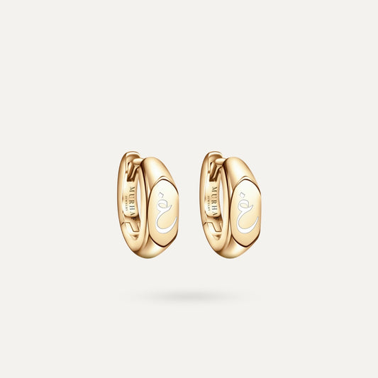 Signet Huggie Earrings - Gold