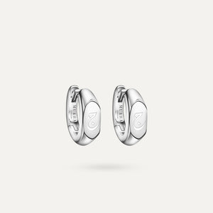 Signet Huggie Earrings - Silver